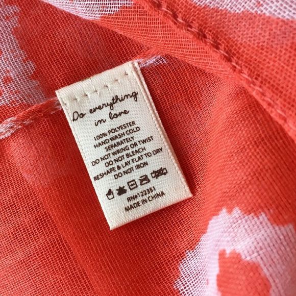 Seahorse Print Tassel Trim Orange Infinity Scarf, nwt - Picture 5 of 5